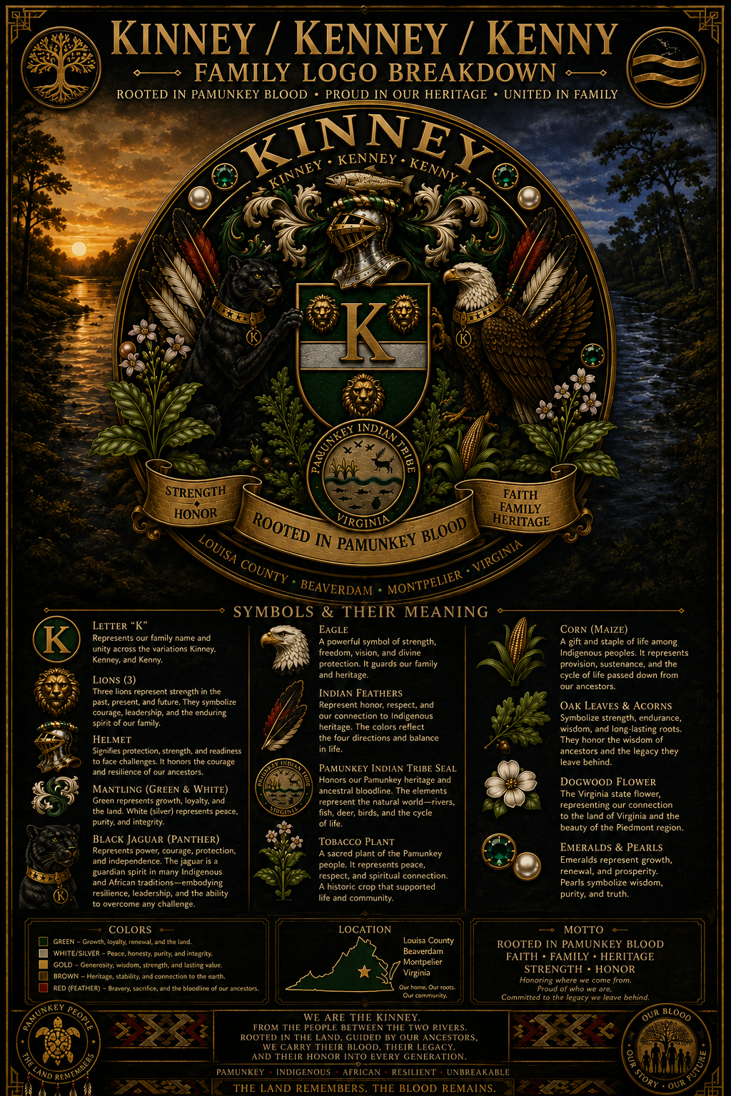 Kinney/Kenney/Kenny Family Crest Heritage Poster