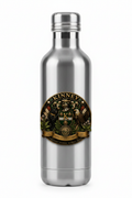 Stainless steel water bottle with Kinney/Kenney family crest logo